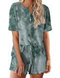 Ekouaer Tie Dye Pajamas Set for Women Short Sleeve Lounge Set
