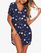 Ekouaer Teddy Nightgown V Neck Sleepwear (US Only)