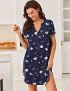 Ekouaer Teddy Nightgown V Neck Sleepwear (US Only)