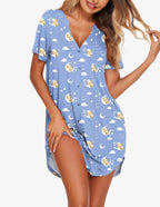 Ekouaer Teddy Nightgown V Neck Sleepwear (US Only)