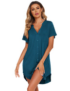 Ekouaer Teddy Nightgown V Neck Sleepwear (US Only)
