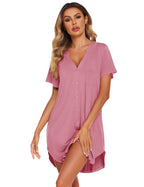 Ekouaer Teddy Nightgown V Neck Sleepwear (US Only)