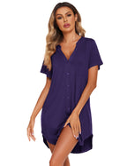 Ekouaer Teddy Nightgown V Neck Sleepwear (US Only)