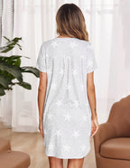 Ekouaer Teddy Nightgown V Neck Sleepwear (US Only)