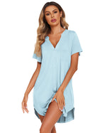 Ekouaer Teddy Nightgown V Neck Sleepwear (US Only)