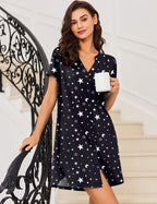 Ekouaer Teddy Nightgown V Neck Sleepwear (US Only)