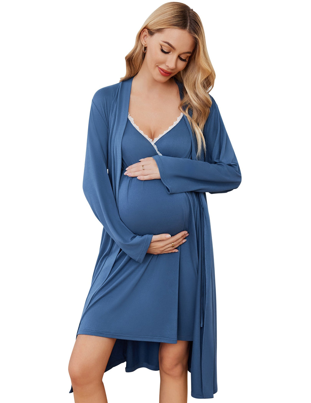 Ekouaer Premium Soft Nursing Gown and Robe Set (US Only)