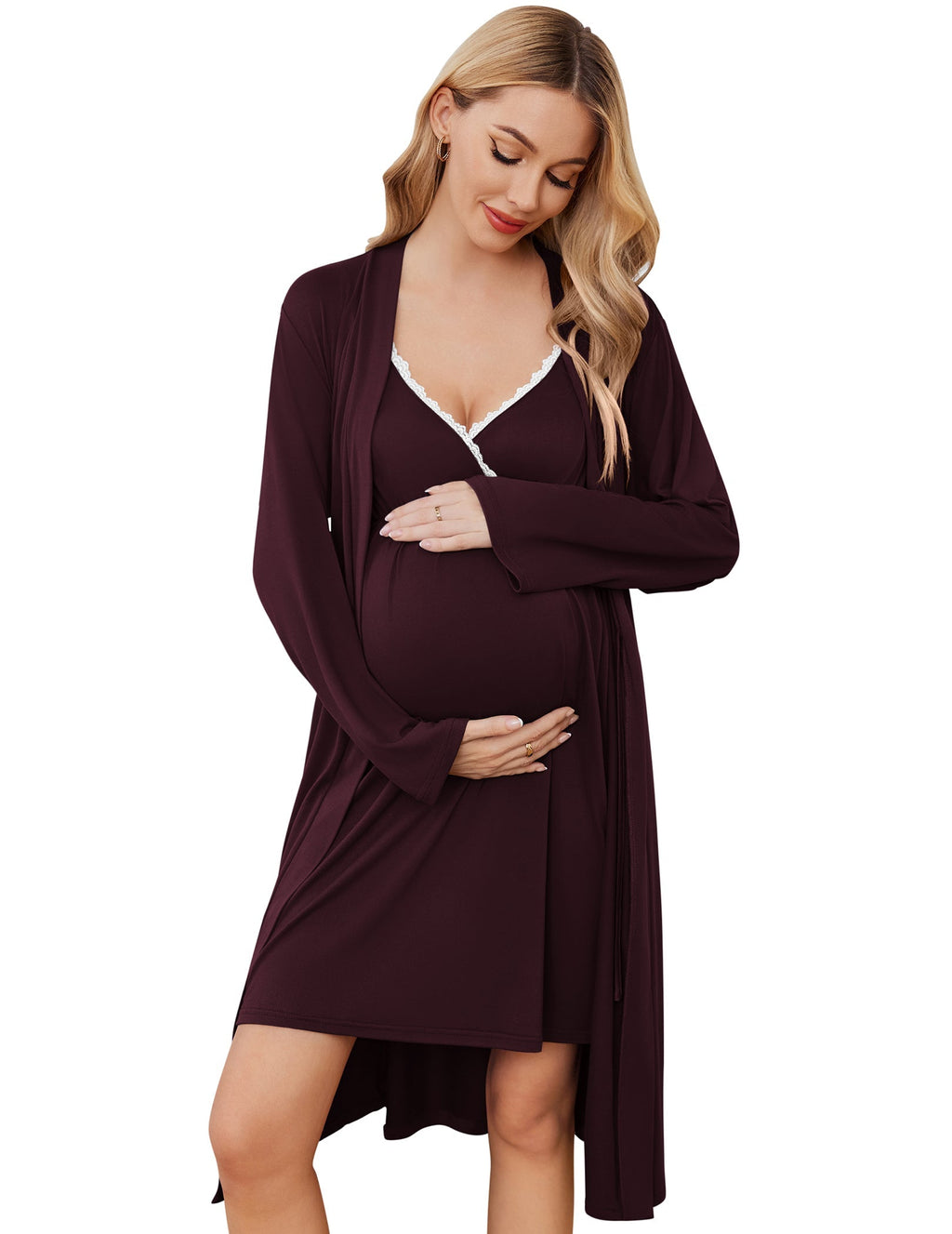 Ekouaer Premium Soft Nursing Gown and Robe Set (US Only)