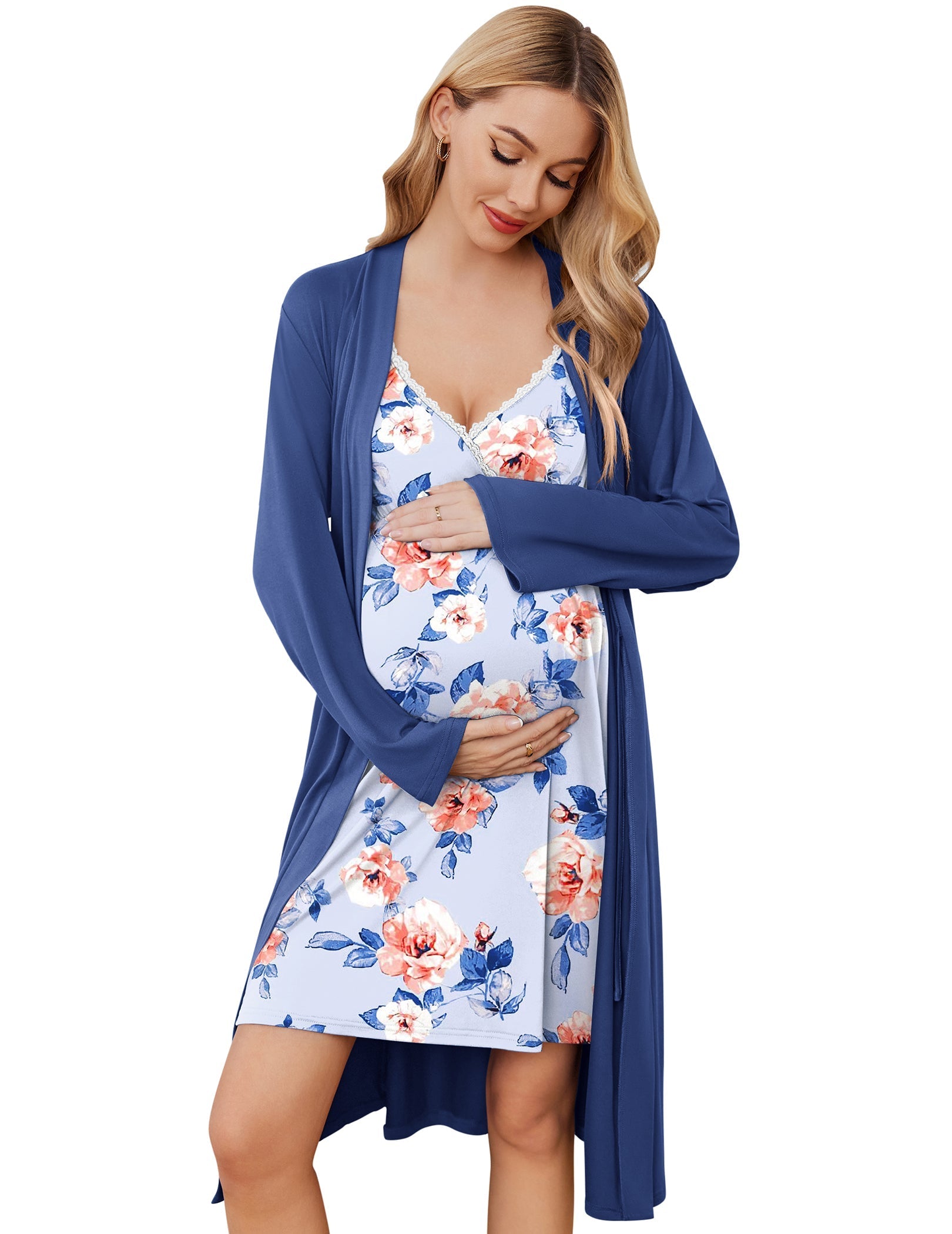 Ekouaer Premium Soft Nursing Gown and Robe Set (US Only)