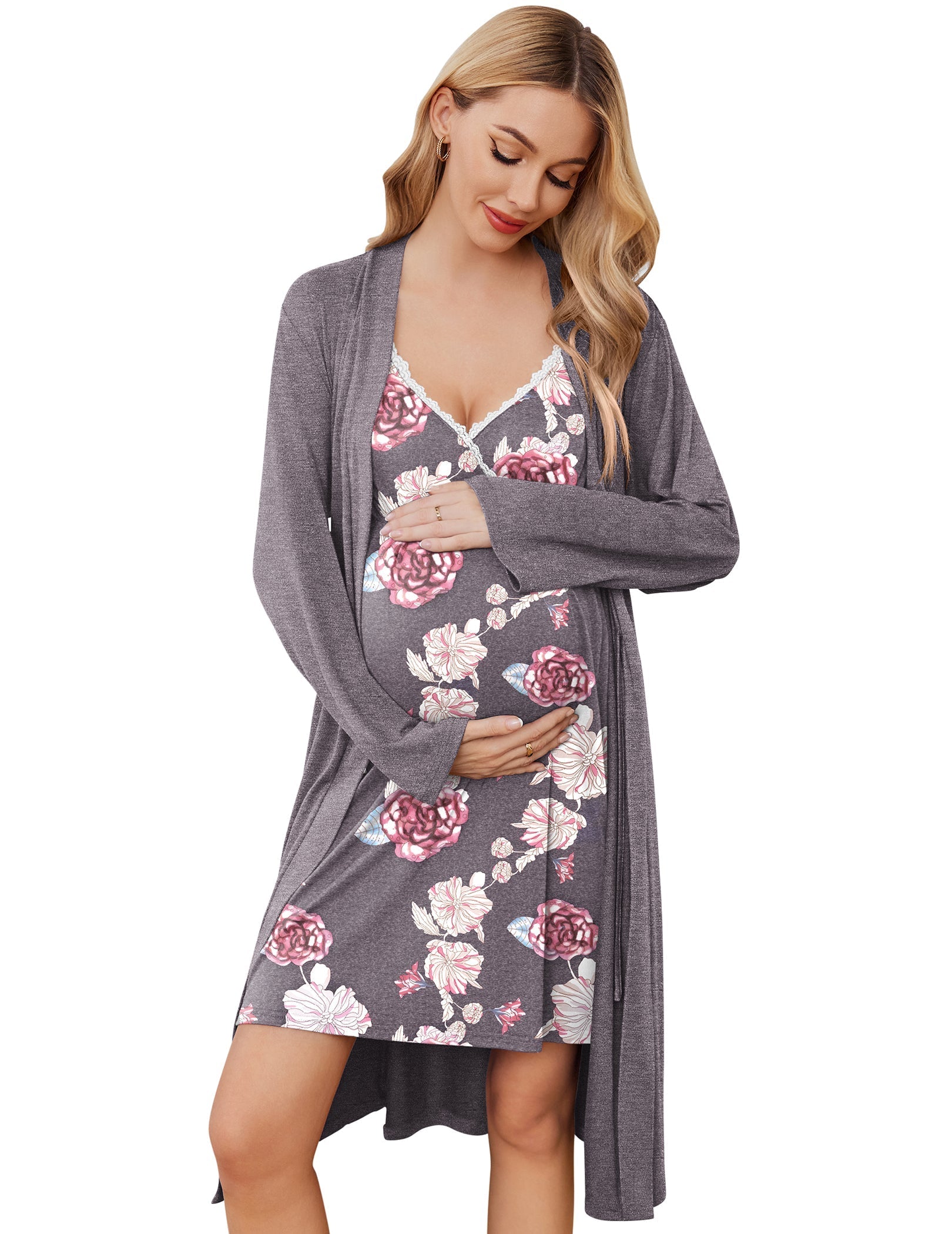Ekouaer Premium Soft Nursing Gown and Robe Set (US Only)