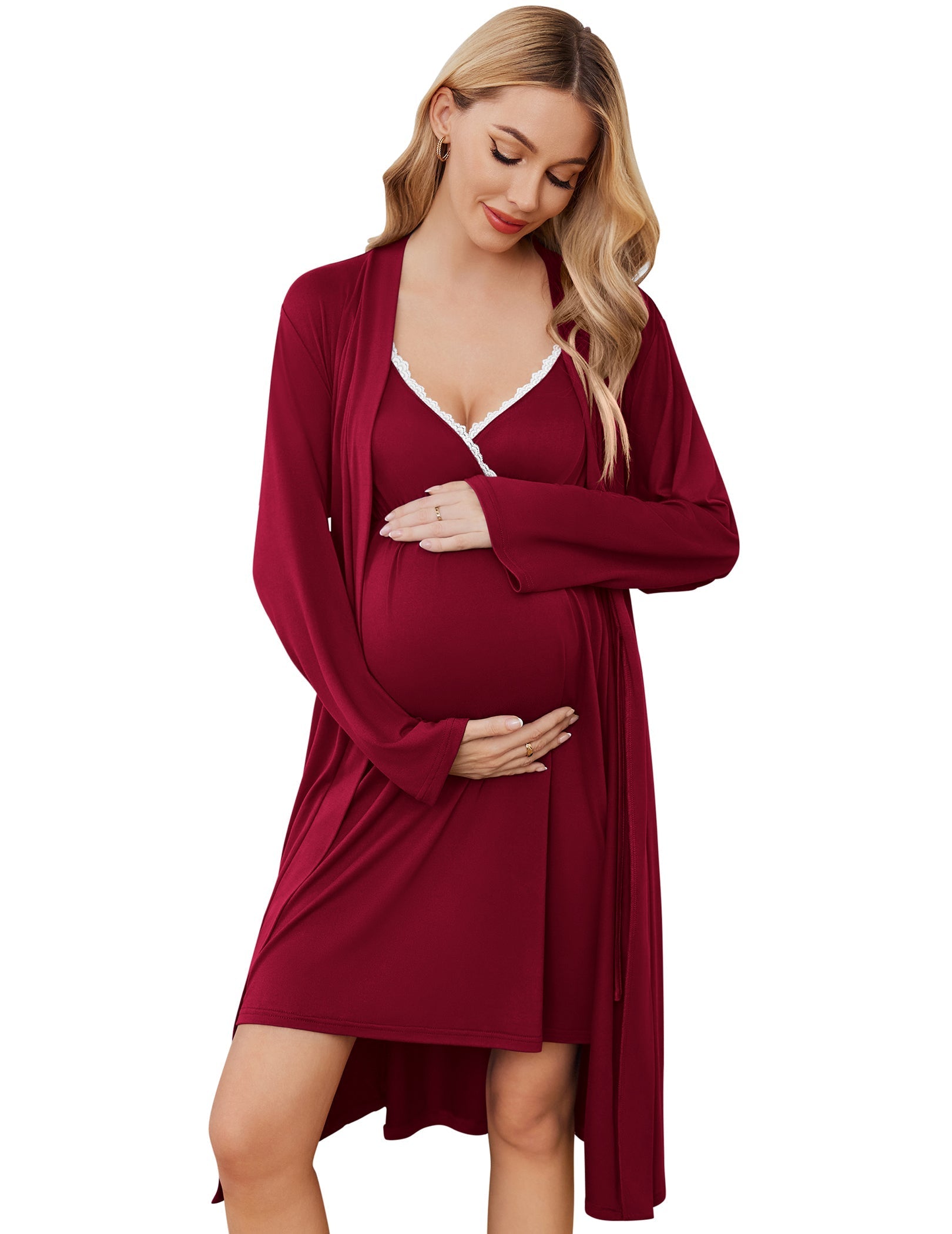 Ekouaer Premium Soft Nursing Gown and Robe Set (US Only)