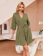 Ekouaer Soft Waffle Knit Bathrobe (US Only)