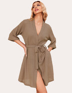 Ekouaer Soft Waffle Knit Bathrobe (US Only)
