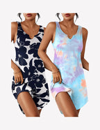 2 Pack Sleeveless Sleep Shirts V-Neck Tank Nightdress