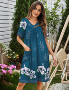 Ekouaer Floral Print Nightdress with Pockets (US Only)