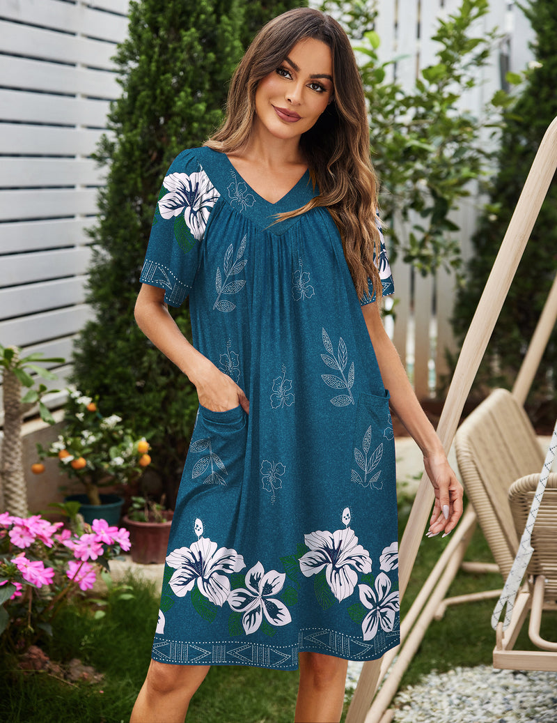 Ekouaer Floral Print Nightdress with Pockets (US Only)
