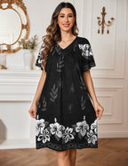 Ekouaer Floral Print Nightdress with Pockets (US Only)
