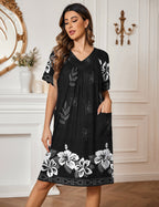 Ekouaer Floral Print Nightdress with Pockets (US Only)