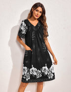 Ekouaer Floral Print Nightdress with Pockets (US Only)