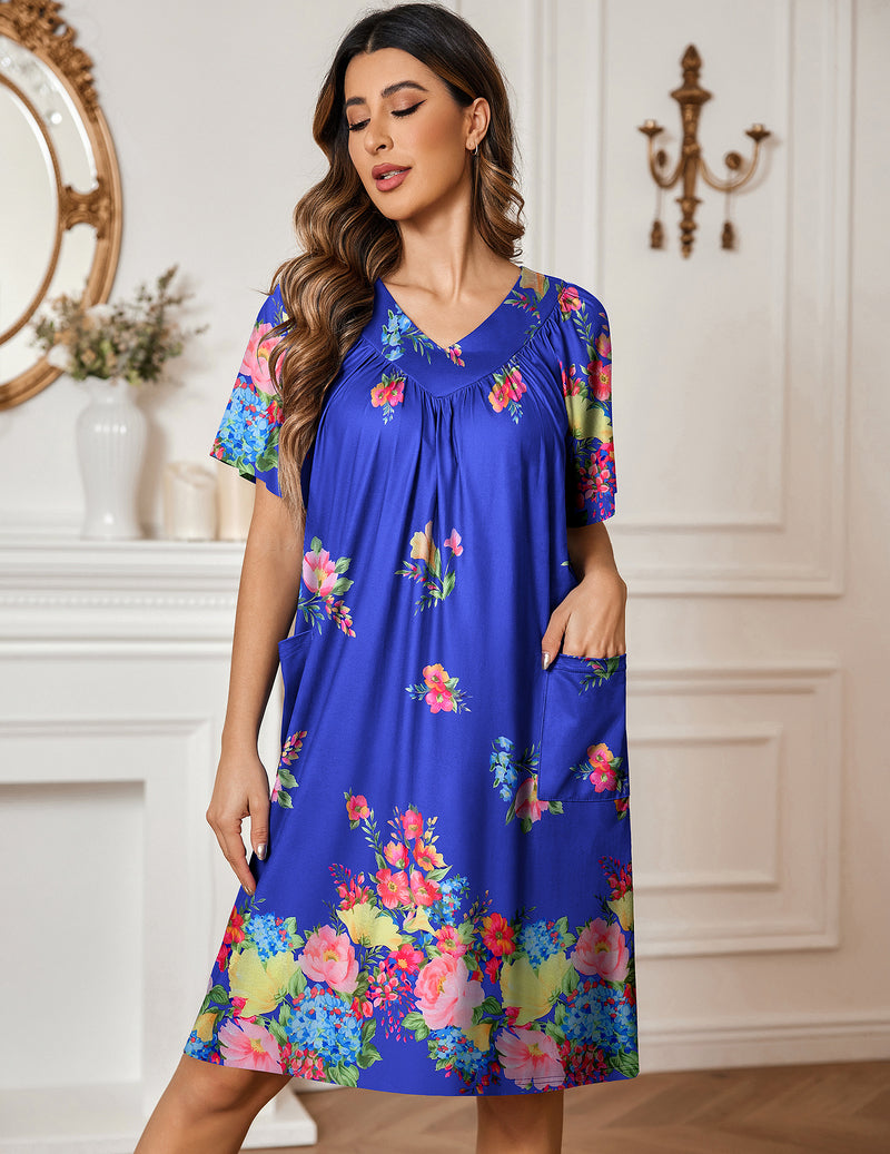 Ekouaer Floral Print Nightdress with Pockets (US Only)
