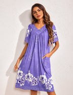 Ekouaer Floral Print Nightdress with Pockets (US Only)
