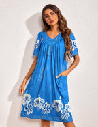 Ekouaer Floral Print Nightdress with Pockets (US Only)
