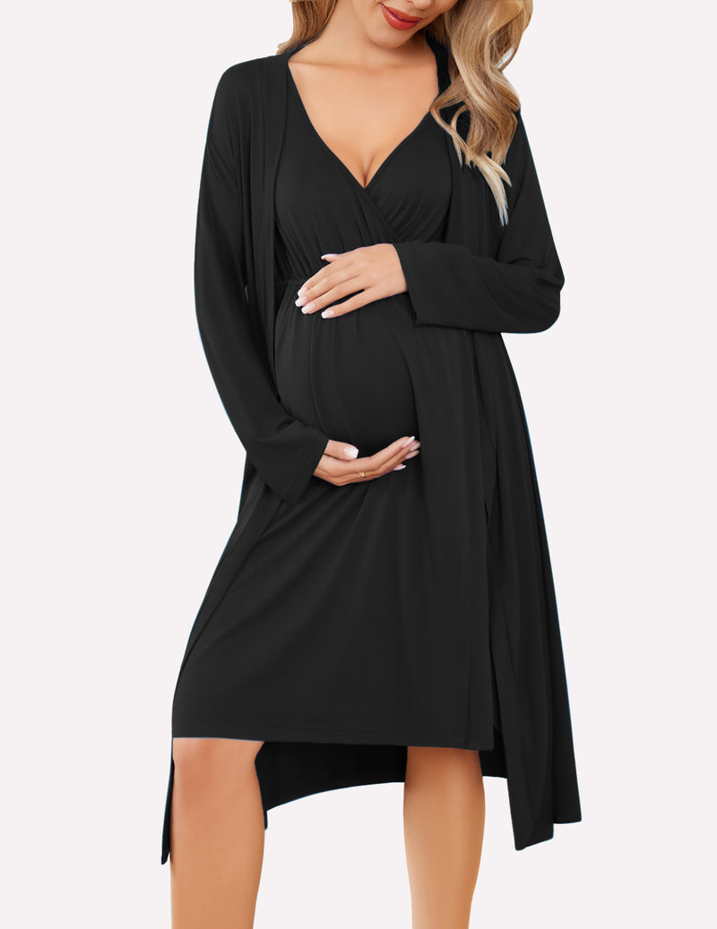 Ekouaer Nursing Nightgown and Robe Set (US Only)