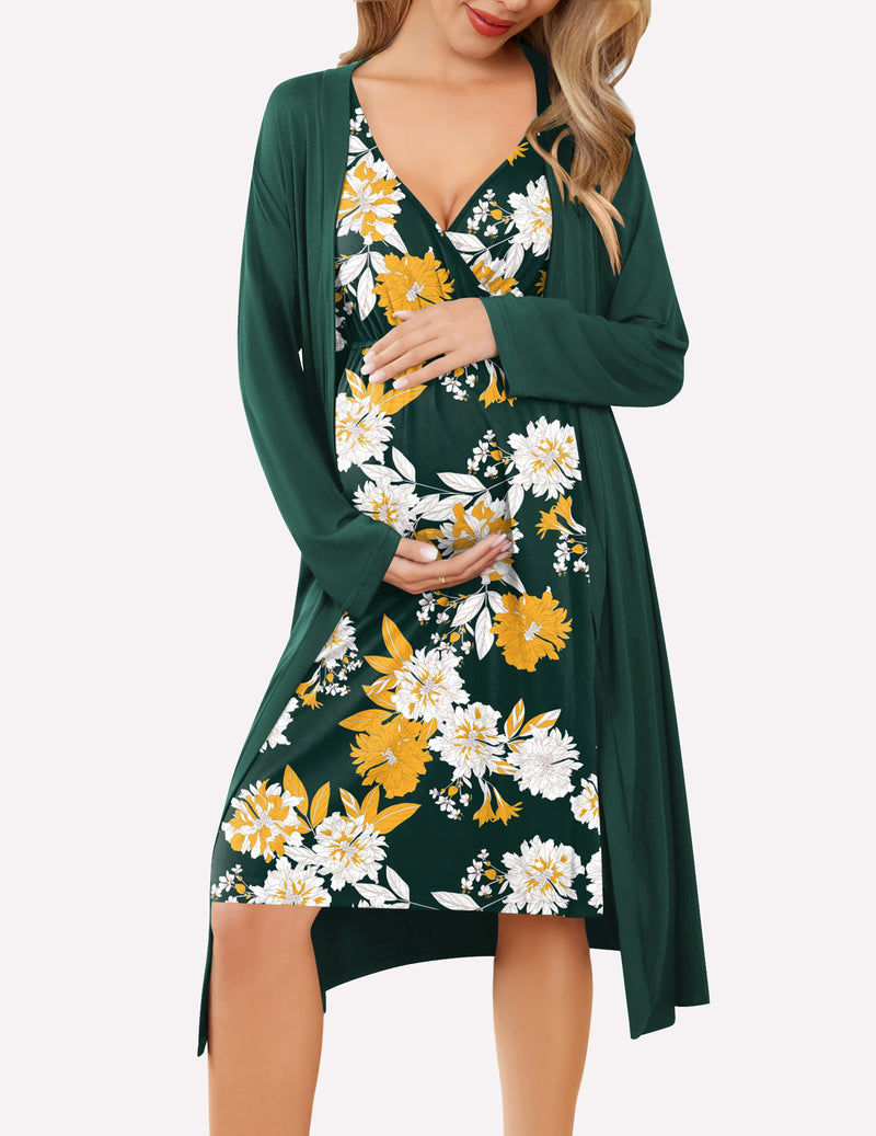 Ekouaer Nursing Nightgown and Robe Set (US Only)