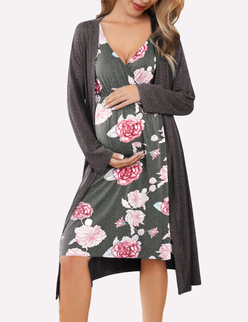 Ekouaer Nursing Nightgown and Robe Set (US Only)