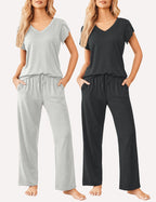 Ekouaer 2 Pack Pajamas Sleepwear Lounge Sets (US Only)