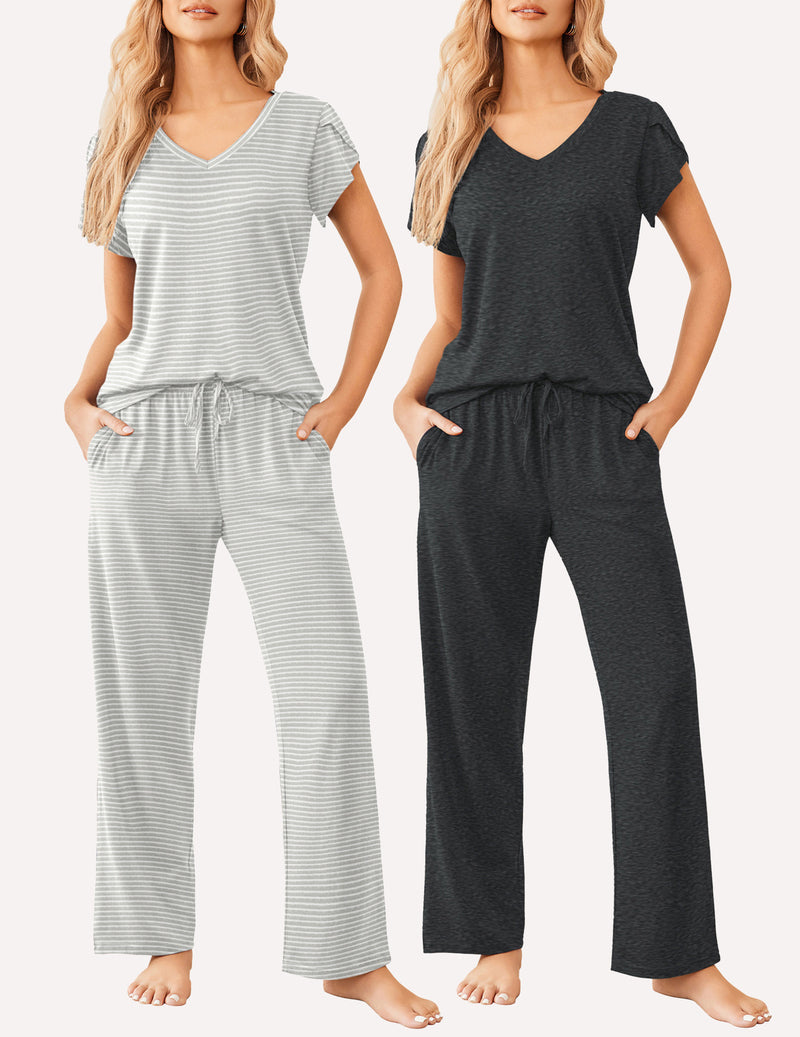 Ekouaer 2 Pack Pajamas Sleepwear Lounge Sets (US Only)