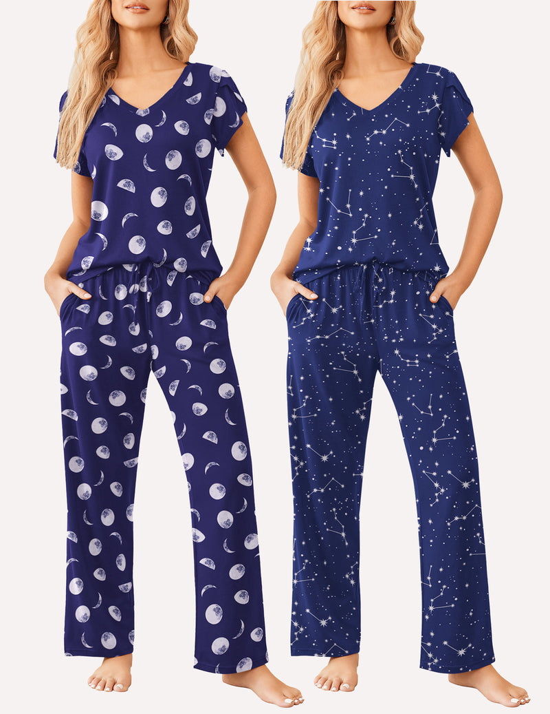 Ekouaer 2 Pack Pajamas Sleepwear Lounge Sets (US Only)