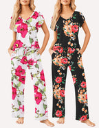 Ekouaer 2 Pack Pajamas Sleepwear Lounge Sets (US Only)