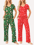 Ekouaer 2 Pack Pajamas Sleepwear Lounge Sets (US Only)