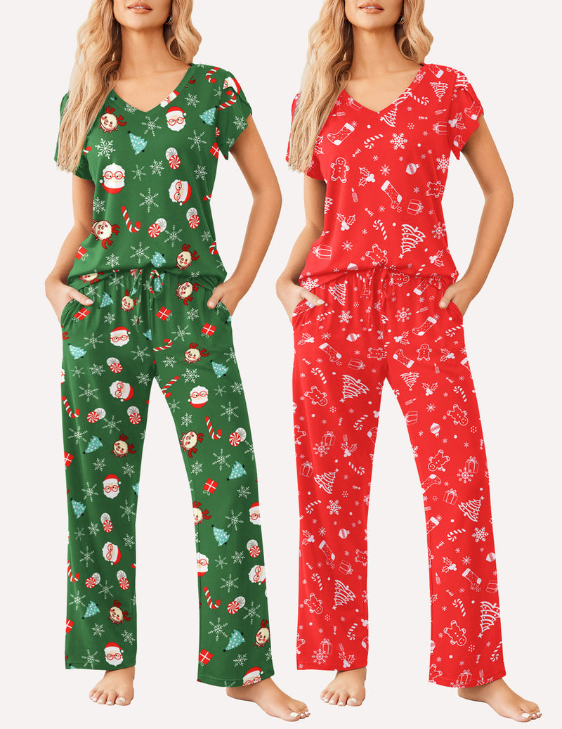 Ekouaer 2 Pack Pajamas Sleepwear Lounge Sets (US Only)