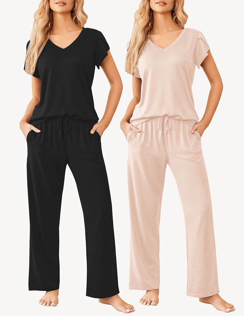 Ekouaer 2 Pack Pajamas Sleepwear Lounge Sets (US Only)