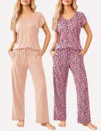 Ekouaer 2 Pack Pajamas Sleepwear Lounge Sets (US Only)