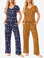 Ekouaer 2 Pack Pajamas Sleepwear Lounge Sets (US Only)