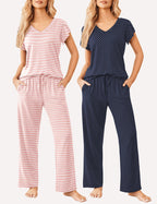 Ekouaer 2 Pack Pajamas Sleepwear Lounge Sets (US Only)