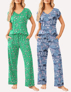 Ekouaer 2 Pack Pajamas Sleepwear Lounge Sets (US Only)