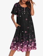Ekouaer Women Short Sleeve Floral Dress with Pockets