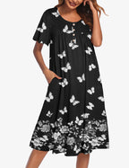 Ekouaer Women Short Sleeve Floral Dress with Pockets