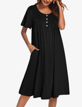 Ekouaer Women Short Sleeve Floral Dress with Pockets