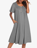 Ekouaer Women Short Sleeve Floral Dress with Pockets