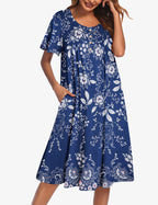 Ekouaer Women Short Sleeve Floral Dress with Pockets