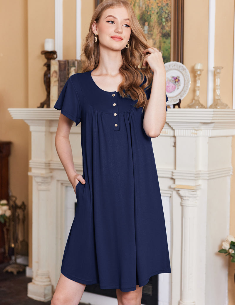 Ekouaer Women Short Sleeve Floral Dress with Pockets