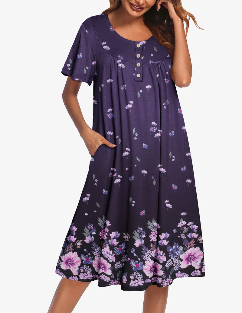 Ekouaer Women Short Sleeve Floral Dress with Pockets