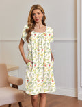 Ekouaer Short Sleeve House Dresses with Pockets Pleated Mumu Dress