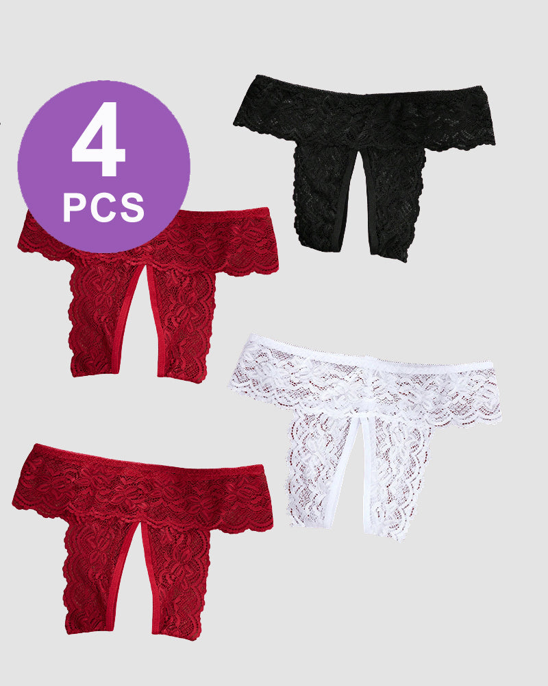 Plus Size Open Crotch Lace Panties