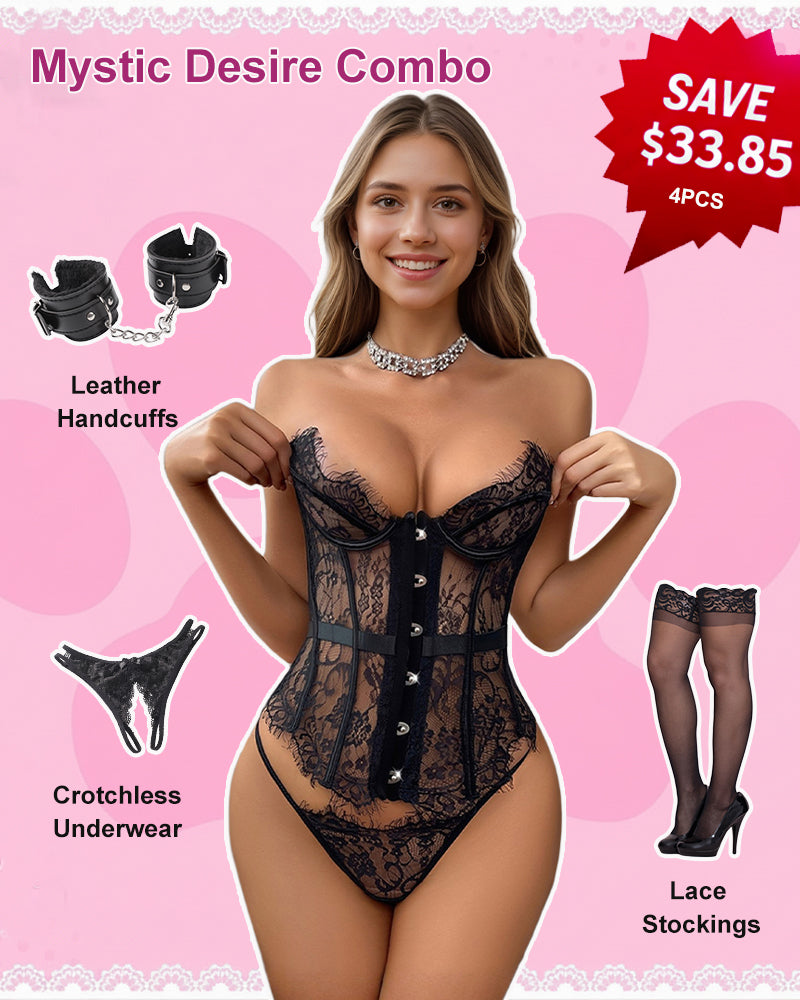 Fishbone Corset Top with Panty Set
